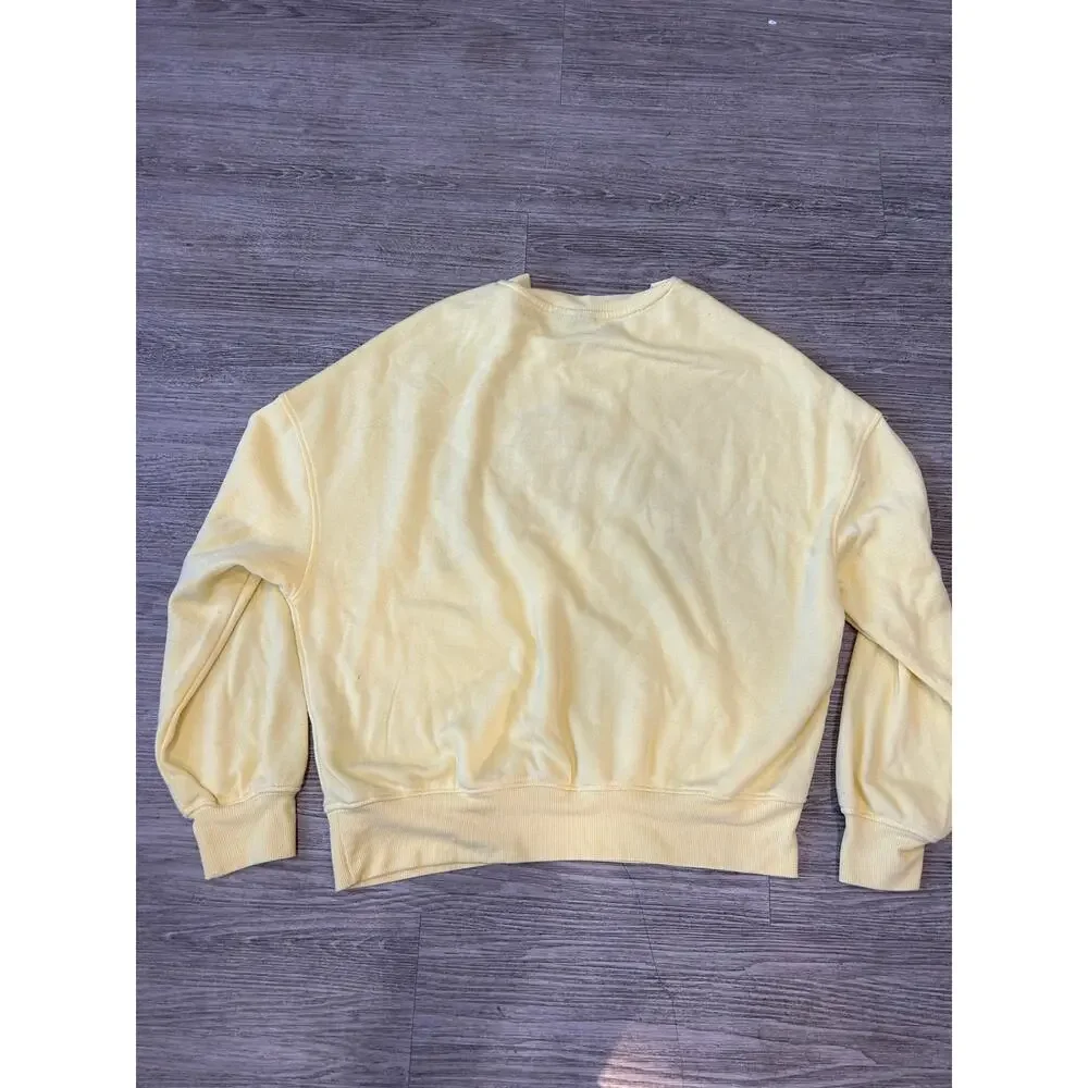 Disney Winnie The Pooh Sweatshirt Women Large Yellow Patchwork Applique Crewneck